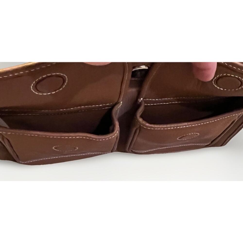 Dooney & Bourke Leather Purse/Handbag K029557 Brown/Cognac Double Pocket Tote - Picture 7 of 10